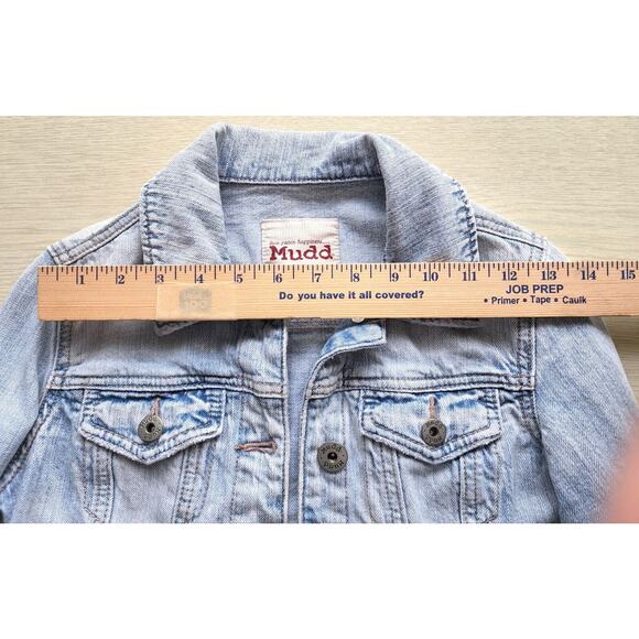 JEAN JACKET-MUDD-Distressed-Light Blue-Buttons-Short-X-SMALL - Picture 9 of 13
